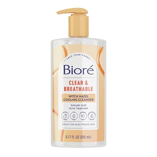 Biore Clear & Breathable Cooling Cleanser with Witch Hazel, Acne Treatment for Face, Face Scrub for Oily Skin, Salicylic Acid Cleanser, 6.77 Oz Beauty & Personal Care Bioré
