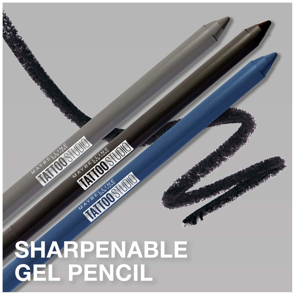 Maybelline New York Tattoostudio Waterproof, Long Wearing, Eyeliner Pencil Makeup, Intense Charcoal, 0.08 Ounce (Pack of 2)