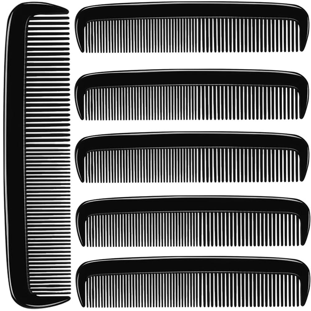 LUXXII Pocket Beard Comb 6 Pack, 5 Inch Fine Tooth Hair Comb for Men, Travel Barber Comb, Mustache Styling Comb, Grooming Comb for Beard Hair Beauty and Personal Care LUXXII