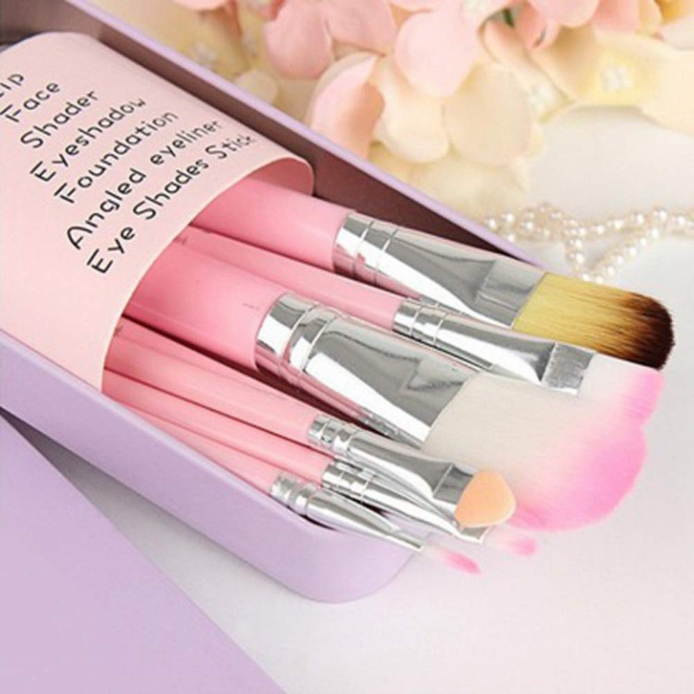 Pimoys Children Makeup Brushes, 7Pcs Makeup Brush Set Foundation Eyebrow Eyeliner Brush Cosmetic Concealer Brushes for Kids Girls, Women trave - Pink Beauty & Personal Care ZHIYE