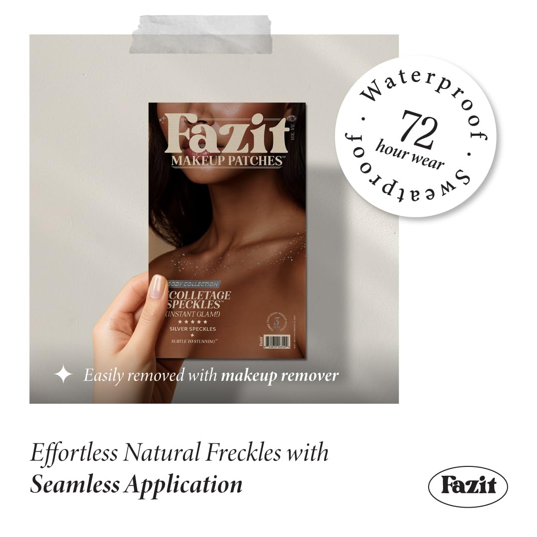 Fazit Makeup Patches - Silver Decollatage Speckles - Glow Up Make-Up Patches - Cute Glitter Makeup Accessories For Women - Cosmetic Glitter Beauty & Personal Care Fazit