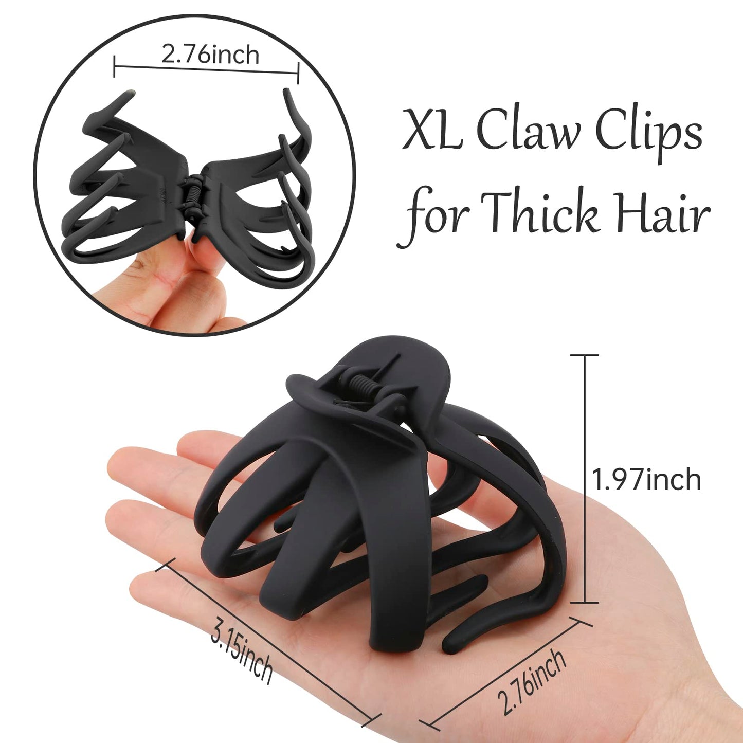 ATODEN Large Octopus Matte Jumbo Hair Clips for Thick Hair - 5 Pieces 3.15" Cute Giant Jaw Clips for Women Beauty & Personal Care Atoden