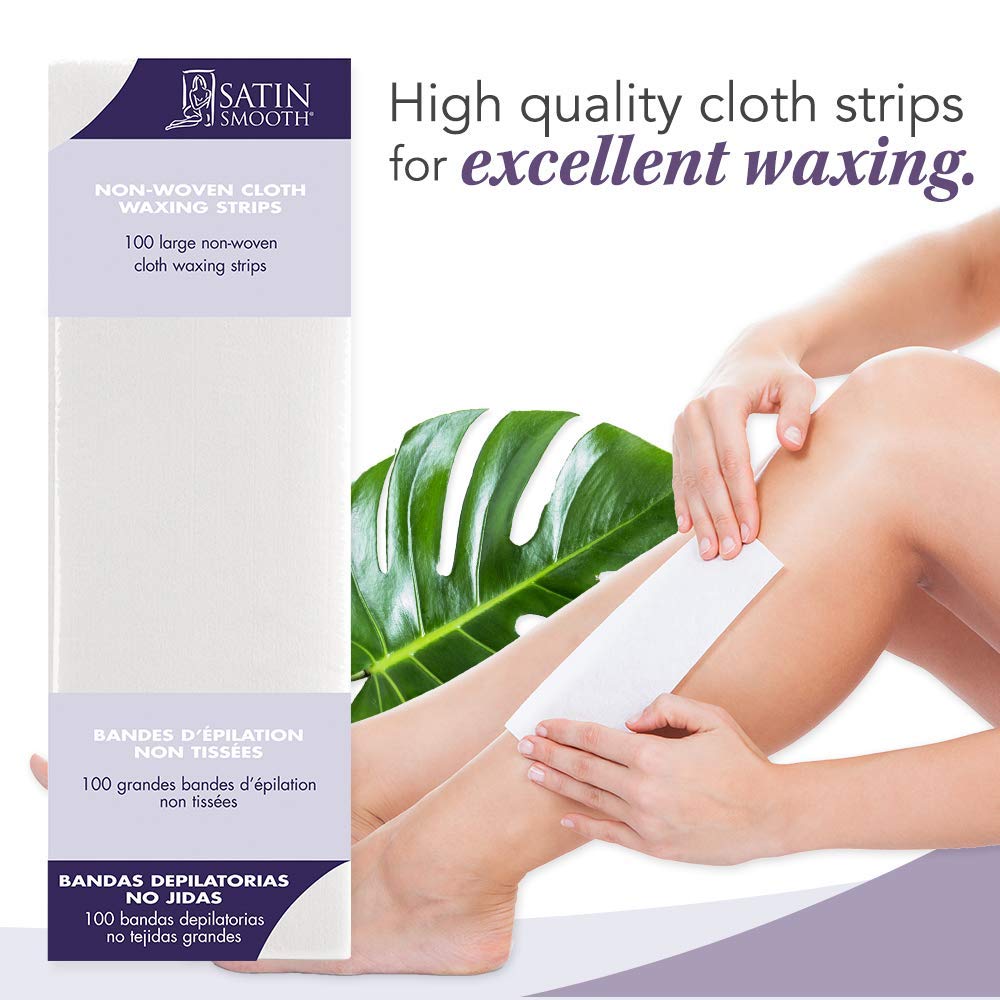 Satin Smooth Non-Woven Cloth Waxing Strips, Large, 100 ct x 1 pack Beauty and Personal Care SATIN SMOOTH