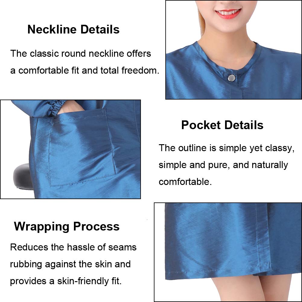KAHOT Professional Salon Barber Smock Stylist Jacket Cosmetology Uniform Hairdressing Cape Workwear Pet Grooming Coveralls (Blue, XL) Beauty & Personal Care KAHOT