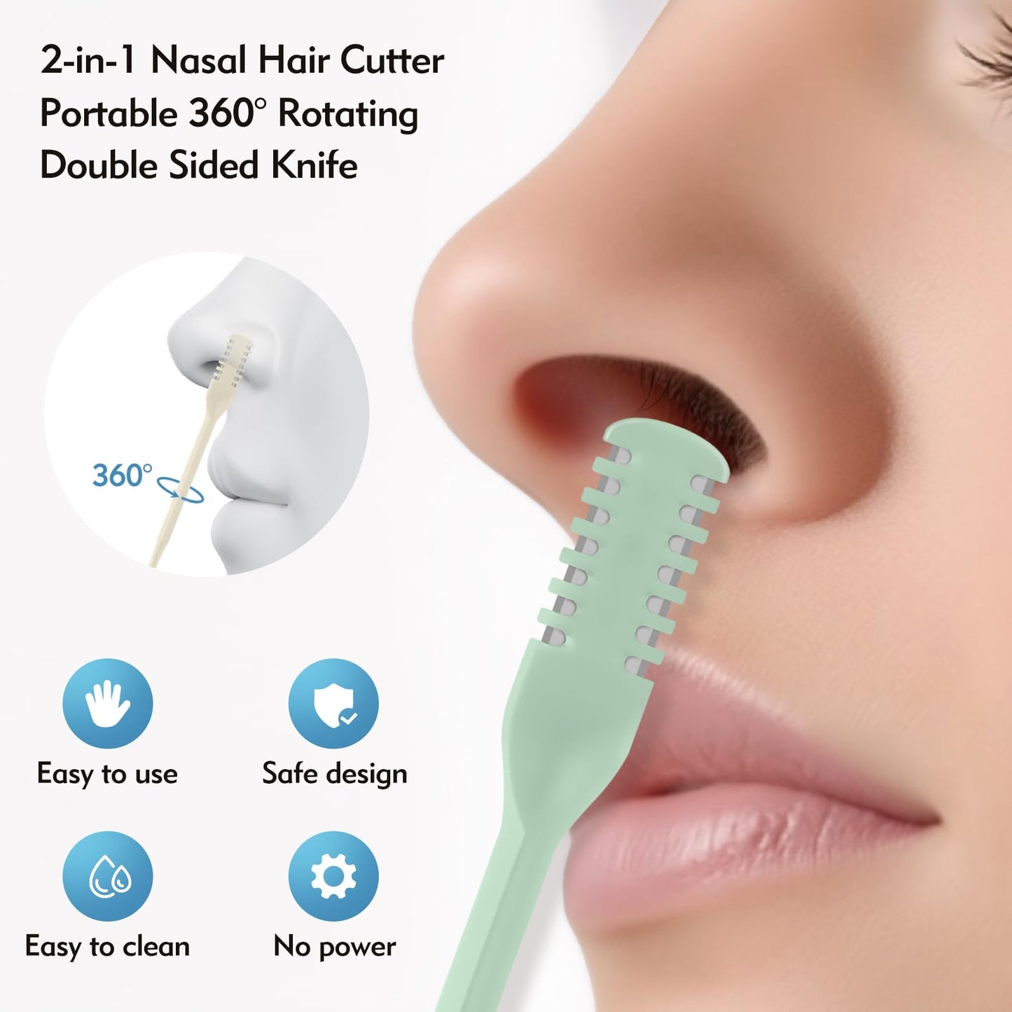 CNDNO 5Pcs 2-in-1 Nasal Hair Cutter, Double Sided Nose Hair Cutter, Portable 360° Rotating Manual Nose Hair Trimmer for Men and Women, Colorful Beauty and Personal Care CNDNO
