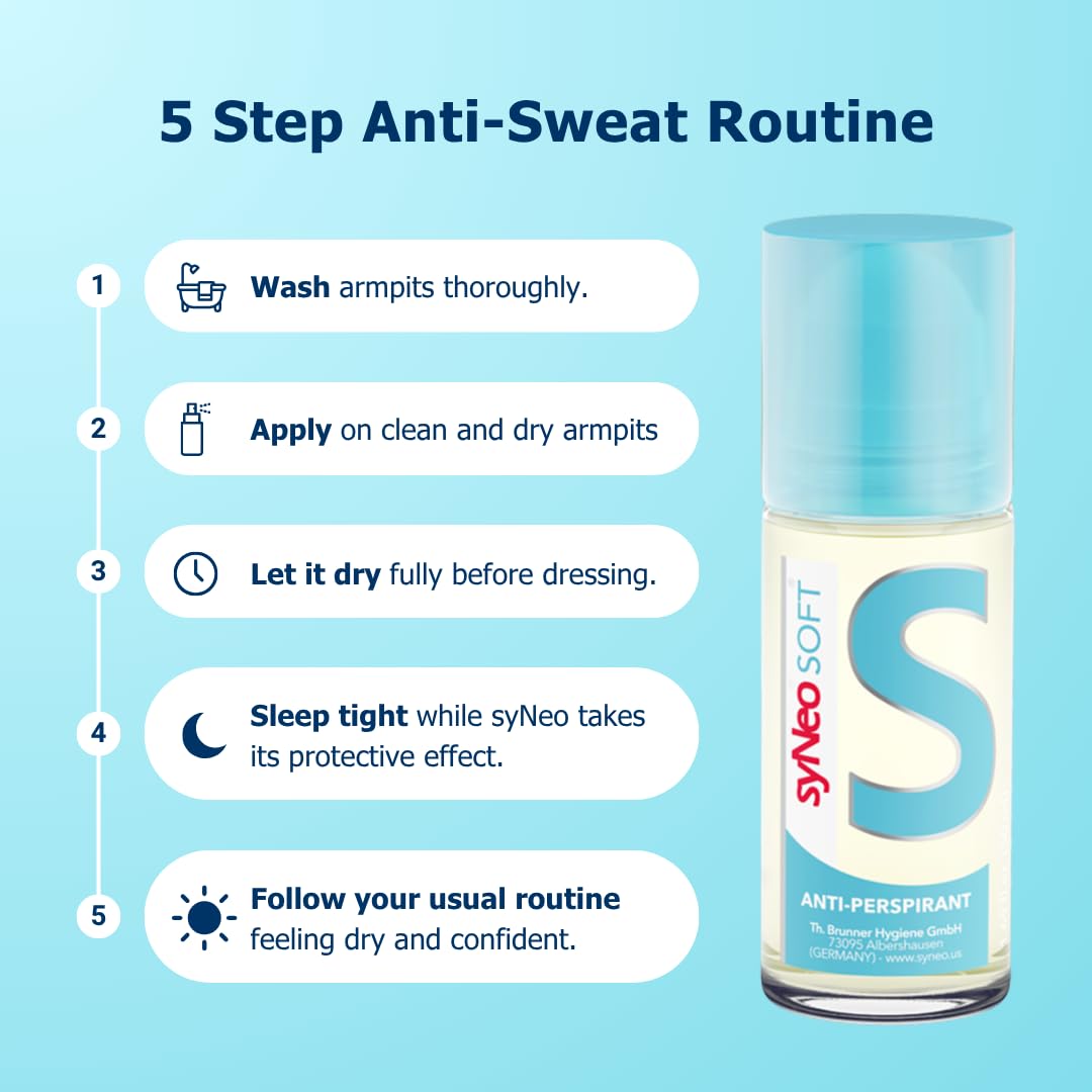 syNeo SOFT Antiperspirant Roll-On without alcohol, Halal certified, Anti Sweat Deodorant for men and women against heavy sweating, Anti-Transpirant Beauty and Personal Care syNeo
