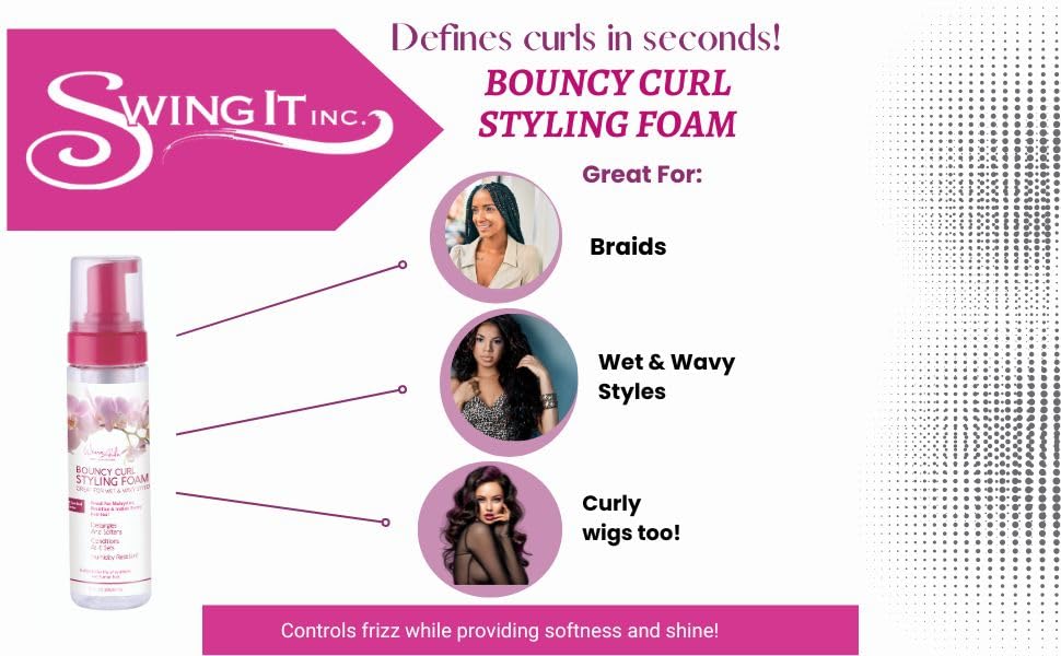 Weave Aide Bouncy Curl Styling Mousse - 8 oz. Frizz Control for Curl Definition and Enhancement, Anti-Frizz Formula Beauty & Personal Care Swing It Inc