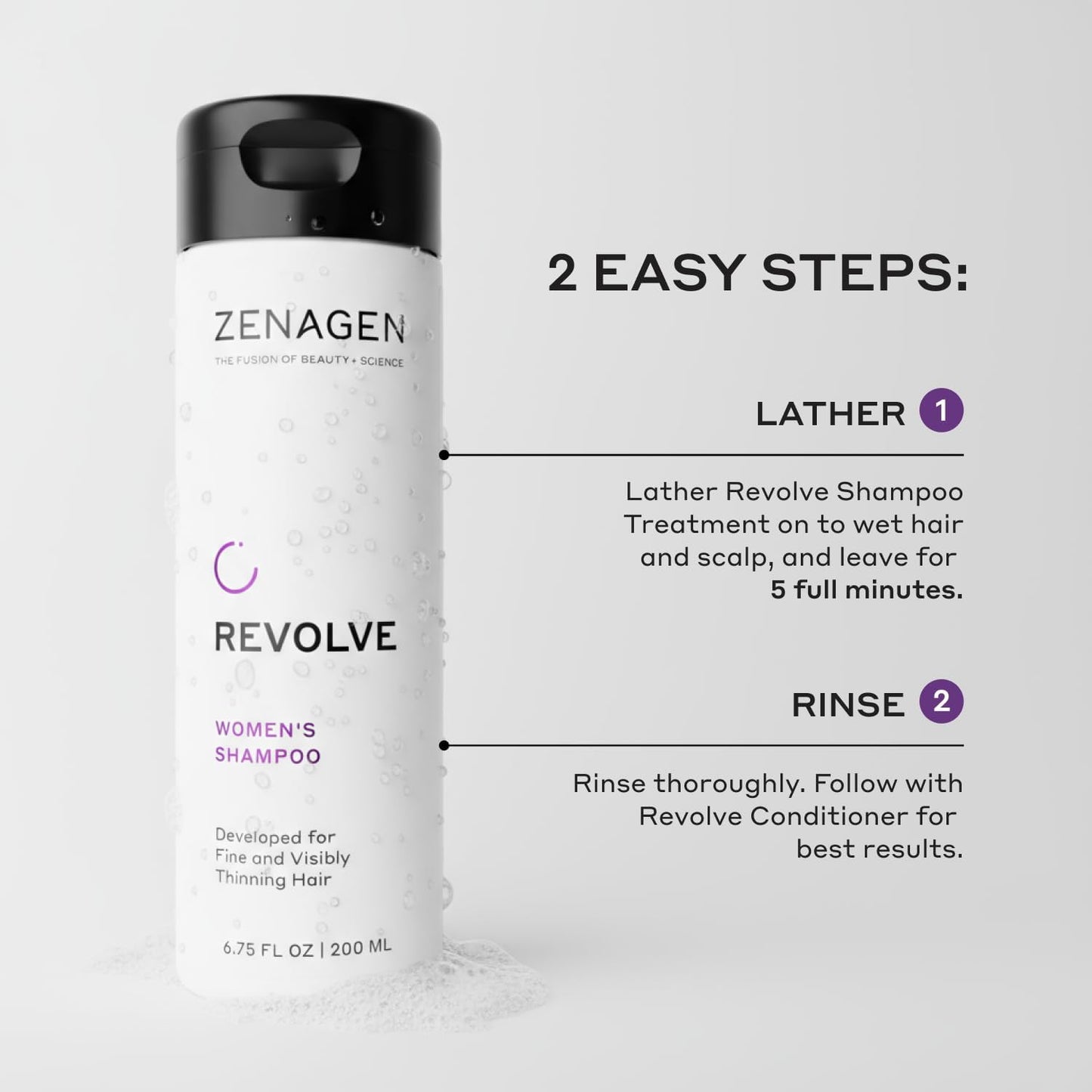 Zenagen Revolve Thickening Shampoo & Conditioner Bundle for Women (6.75 oz Each) - For Fine & Thinning Hair, Supports Fuller, Thicker-Looking Hair Beauty & Personal Care Zenagen