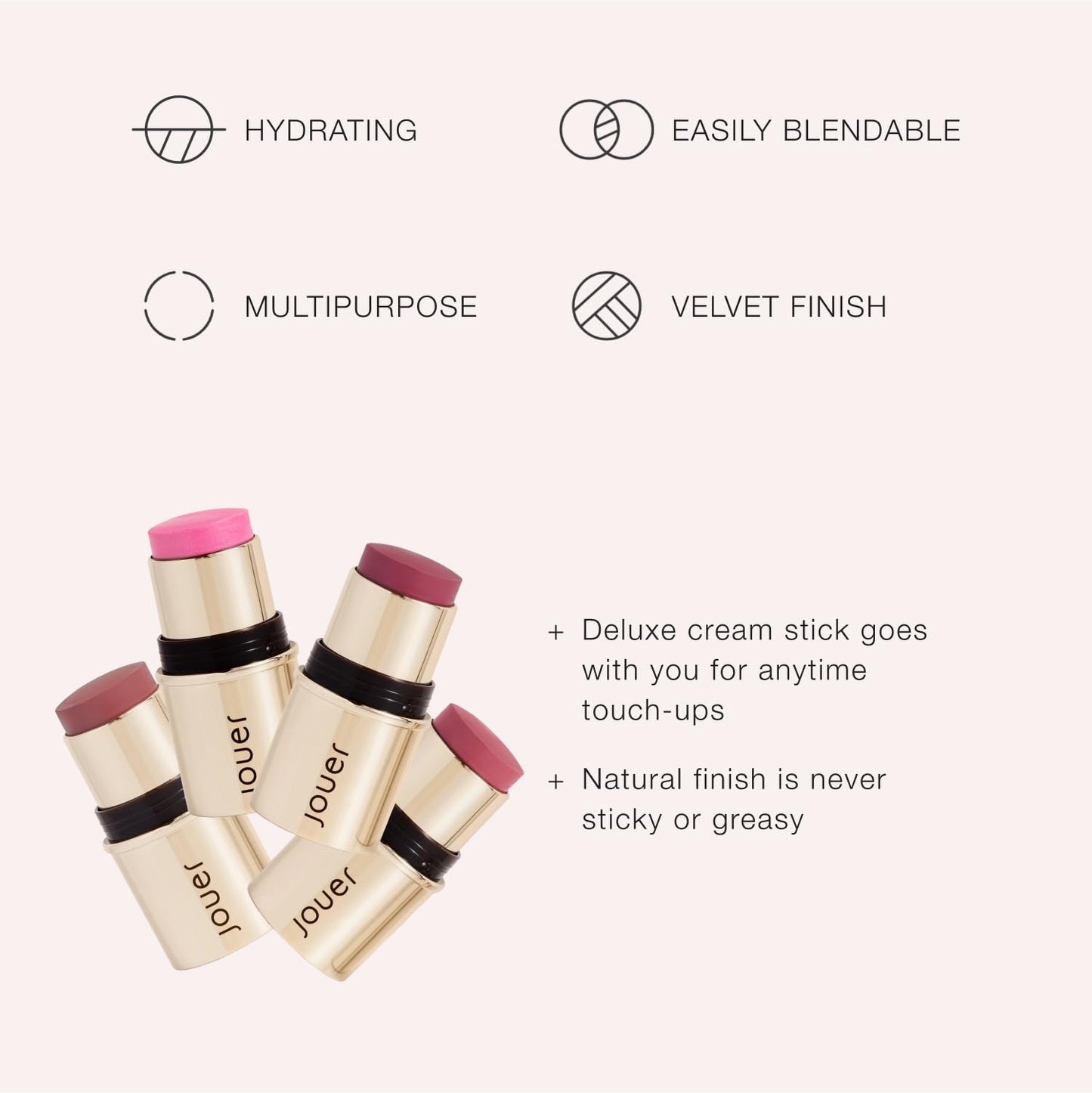 Jouer Blush & Bloom Cheek + Lipstick, Be Loud - Hydrating Cream Blush Stick for Cheek and Lip Tint - Moisturizing Rose Hip and Squalane Oil Formula Beauty & Personal Care Jouer