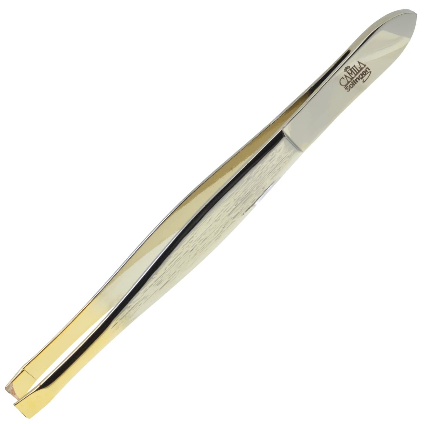 Camila Solingen CS31 3 1/2" Gold Tipped, Surgical Grade, German Carbon Steel Tweezers (Straight) - Flawless Facial Hair and Eyebrow Shaping Beauty and Personal Care Camila Solingen