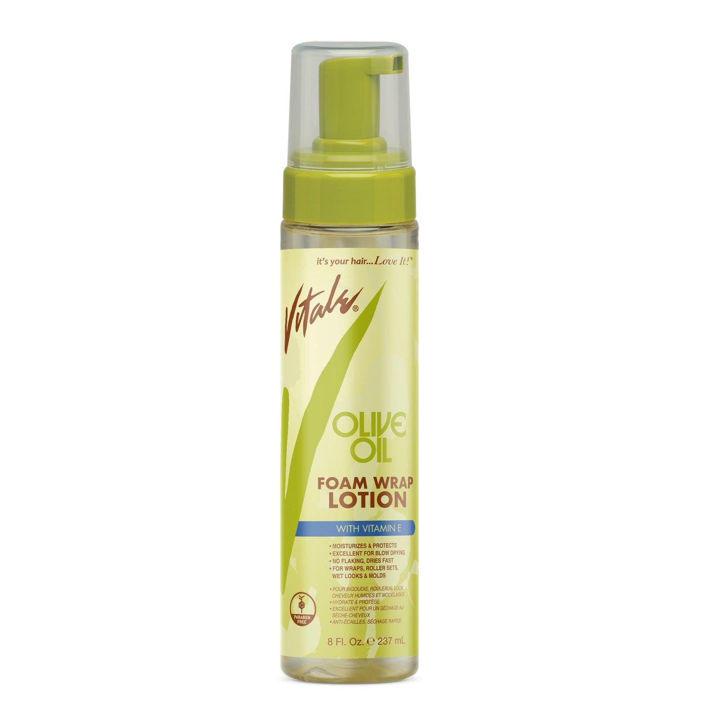 VITALE Olive Oil Foam Wrap Hair Lotion, 8 fl oz - Flake-Free Anti-Breakage Styling - for Men & Women - Safe for Color Treated Scalp - Moisturize Beauty & Personal Care VITALE