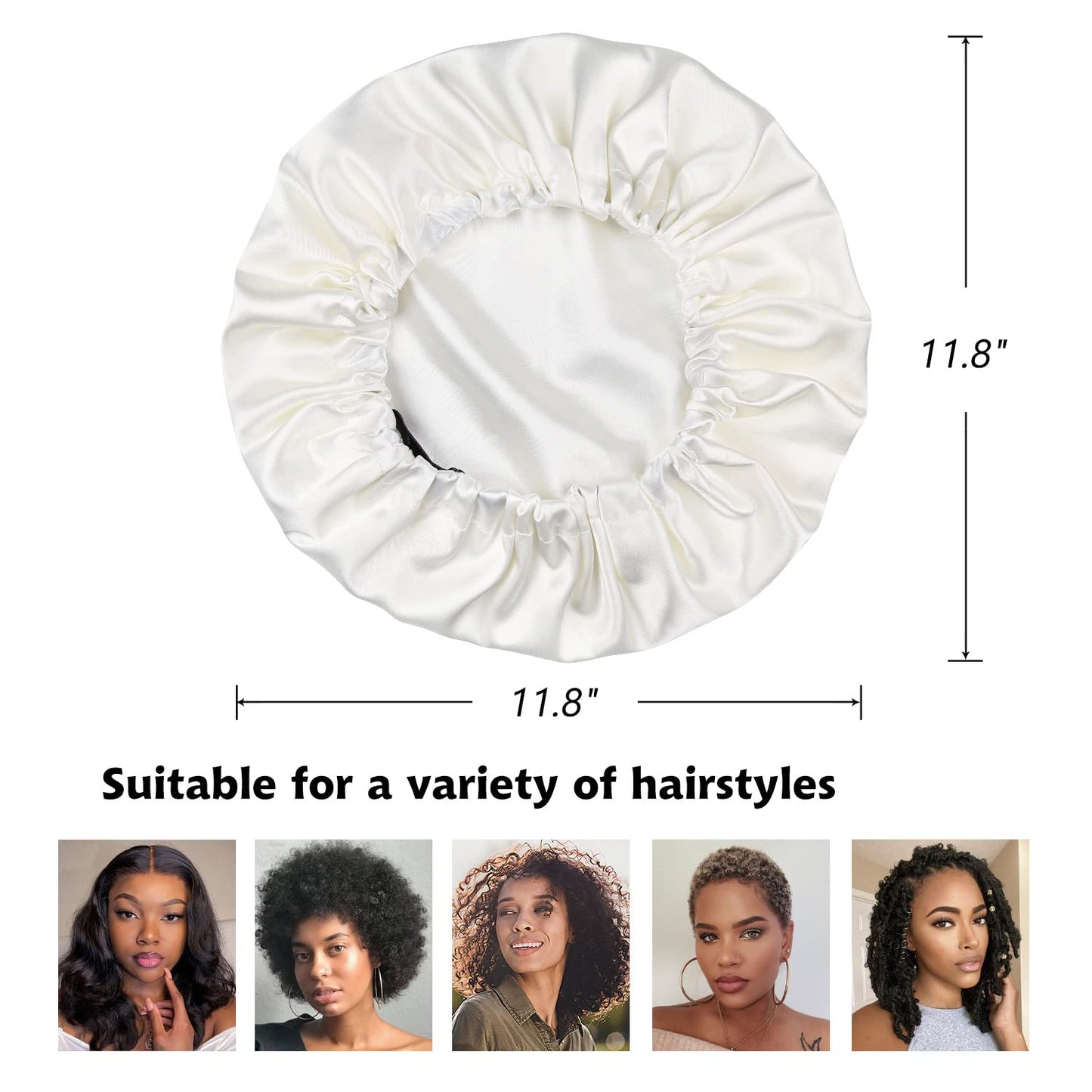 Alnorm Breathable Double Layer Natural Hair Satin Bonnet Sleep Cap Off-White Beauty and Personal Care Alnorm