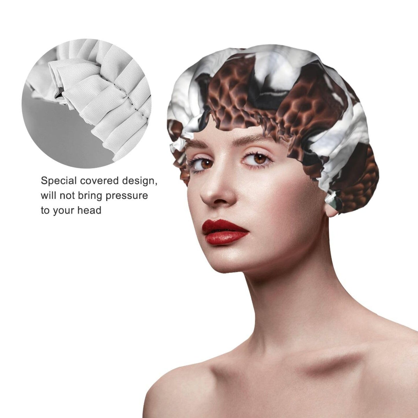 American Football Laces Shower Cap for Women Men Large Reusable Shower Bonnet Double-Layer Waterproof Bath Caps Elastic Band Hair Hat for All Beauty and Personal Care BWLHJKE