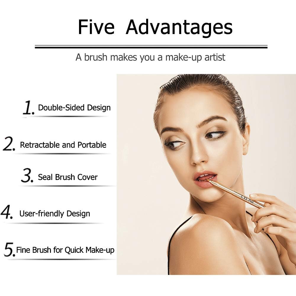 L.Y.L Pro Gold Retractable Lip Makeup Brushes Double-Ended Retractable Lip Brush Travel Lipstick Gloss Makeup Brush for Christmas Gifts Beauty & Personal Care L.Y.L Pro