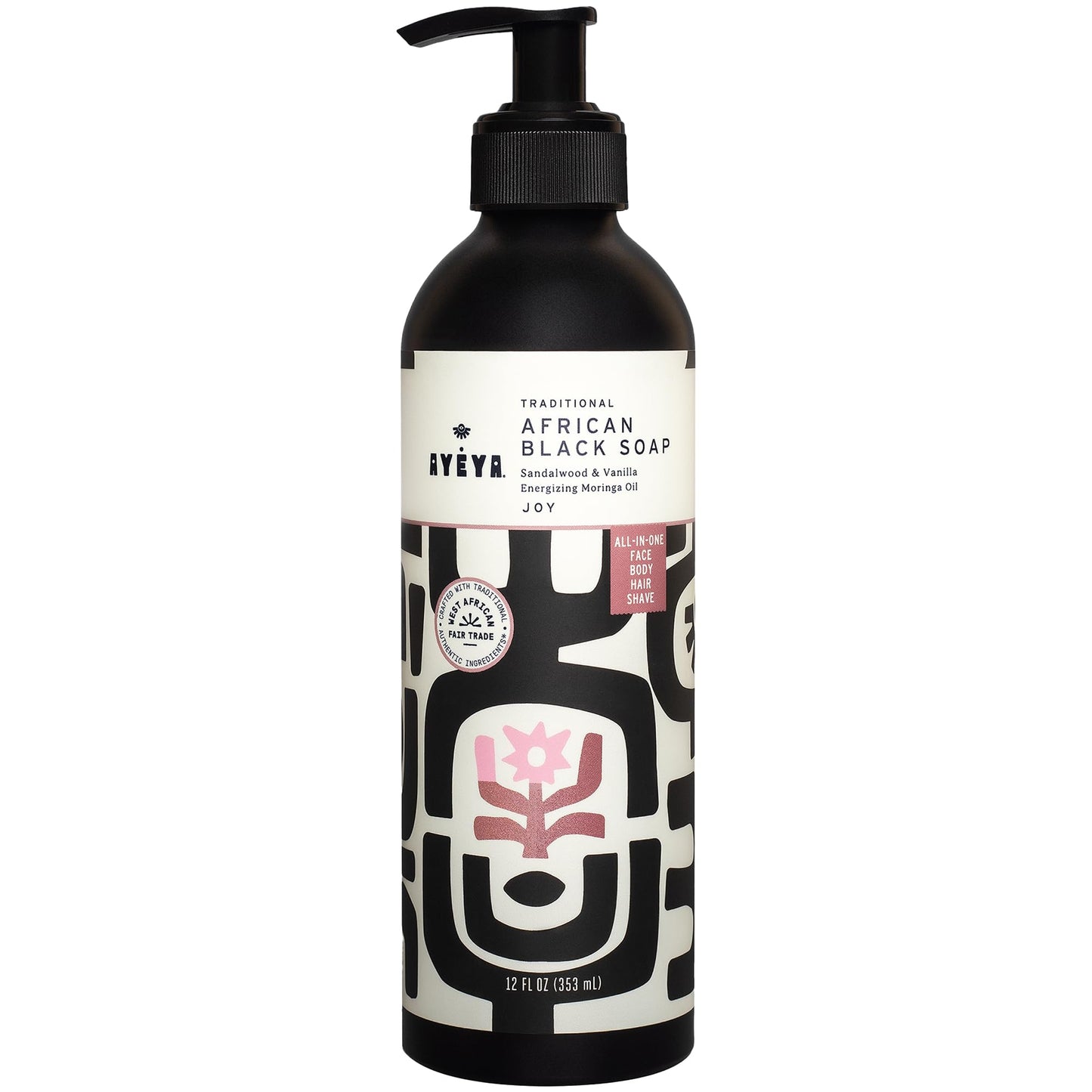 AYÉYA Liquid African Black Soap - Joy | Sandalwood, Vanilla & Moringa for Radiance | Vegan Hydrating Face & Body Wash | Natural African Soap with Shea Beauty & Personal Care Ayeya