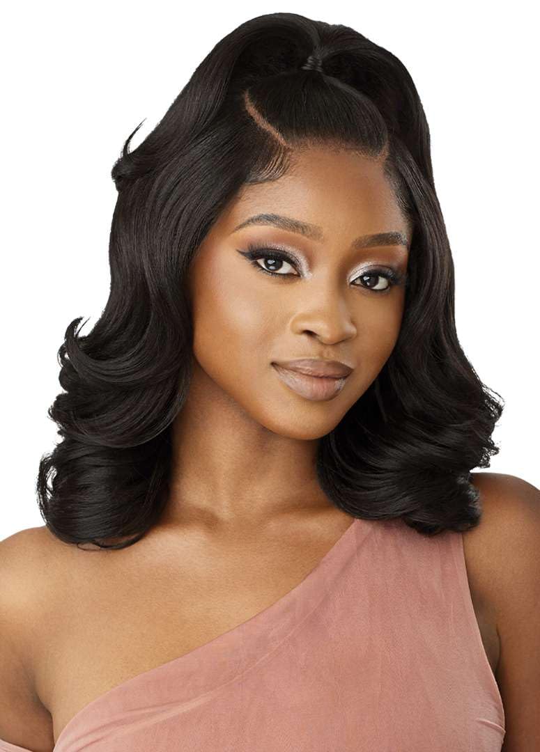 Outre - 5X5 Lace Closure Wig - Human Hair Blend - Body Wave 16" (DRFF2/HONEY GINGER BROWN)