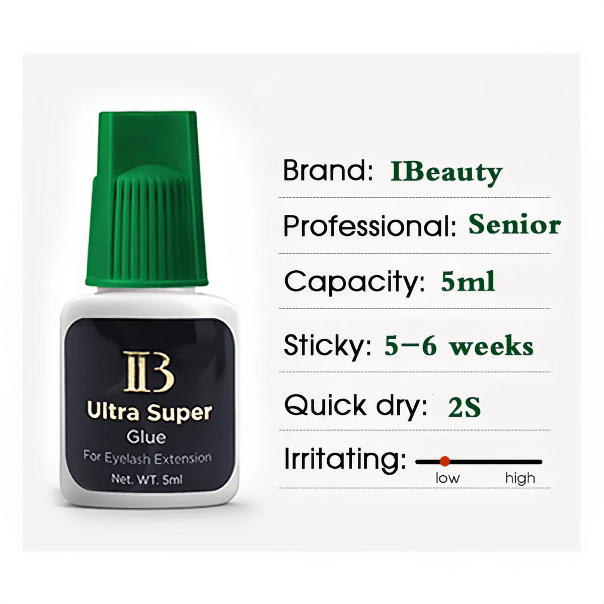 Lava Lash 1 PCS Eyelash Extensions Ibeauty Ultra Super Glue 5ml, Semi-Permanent Eyelash Extension Glue, 1-2 Sec Drying Time, Keep 5-6 Weeks