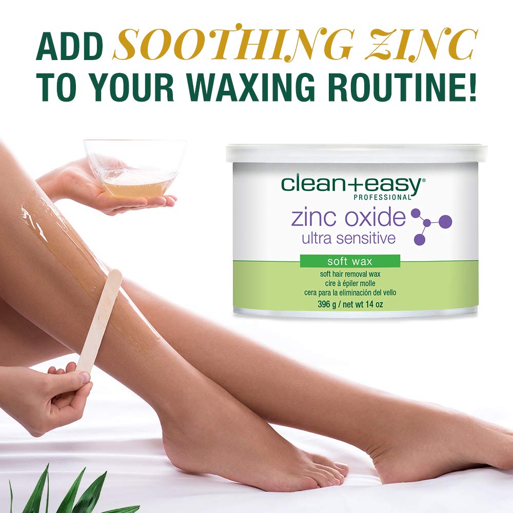 Clean + Easy Zinc Oxide Ultra Sensitive Soft Wax for Hair Removal - Depilatory Wax for Sensitive Skin, Removes Fine to Medium Hair, DIY Waxing, 14oz Beauty and Personal Care Clean + Easy