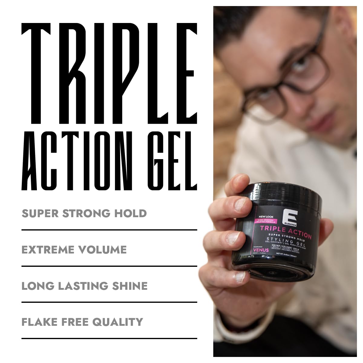 E Elegance Earth Fragrance Triple Action Hair Gel for Men And Women - Super Strong Hold, Extreme Volume, And Long Lasting Shine - Flake Free Beauty & Personal Care E Elegance