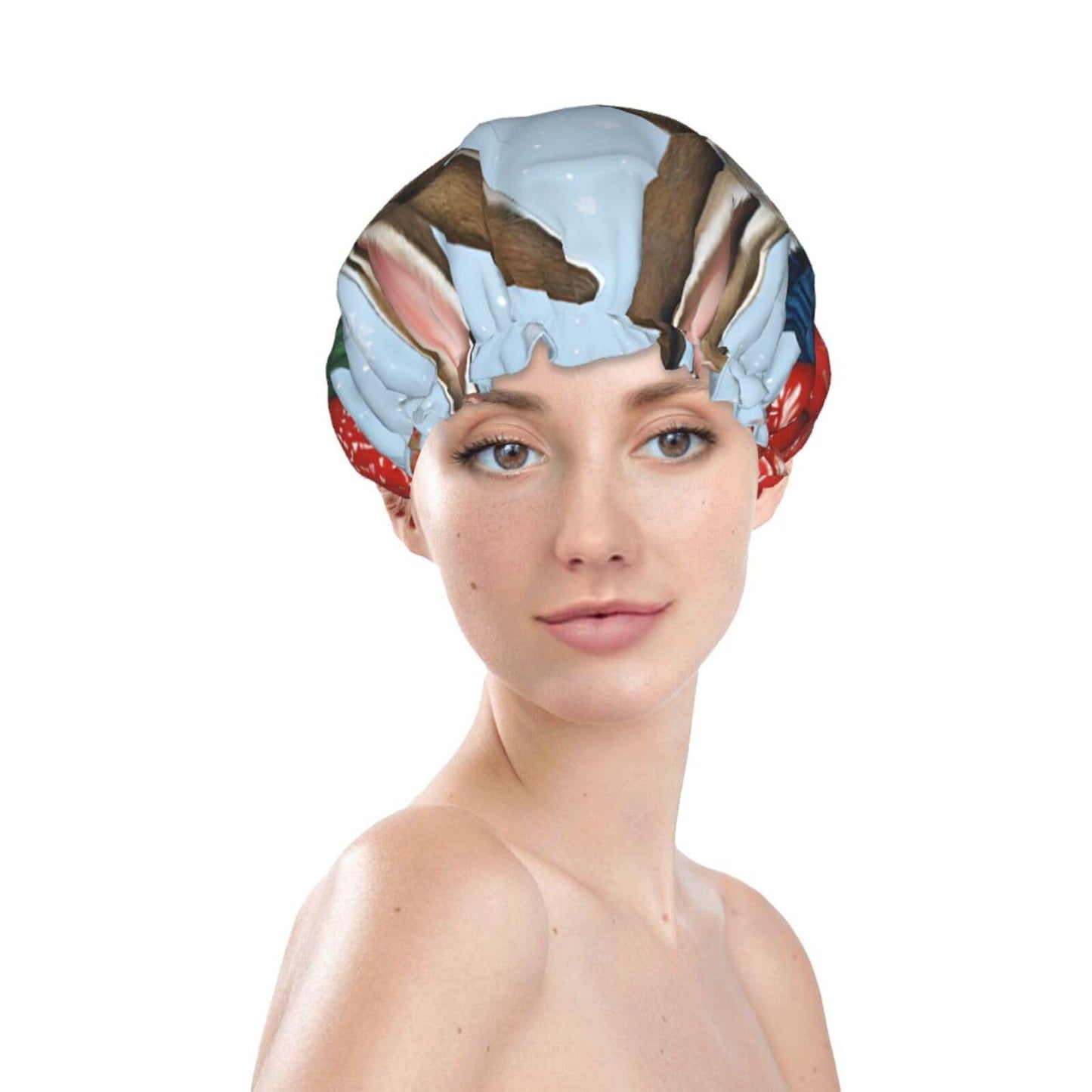 Bunny Rabbit Printed Double Layer Lined Shower Cap,Shower Caps For Women Reusable Beauty and Personal Care BEIVGOXL