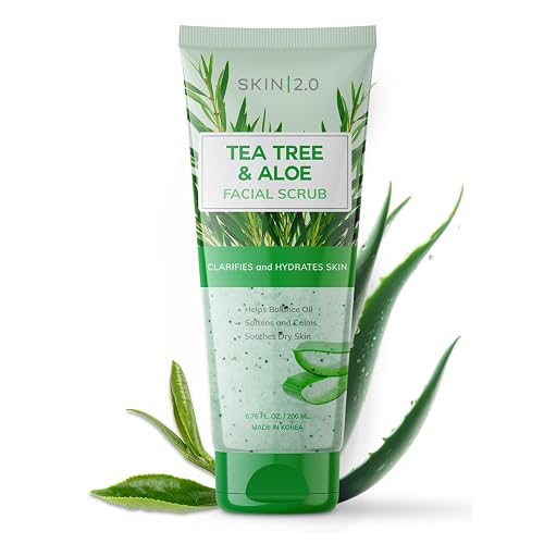 Skin 2.0 Tea Tree & Aloe Gentle Exfoliating Scrub - Dermatologist Tested, Multi-Tasking Cleanser, Clears Skin - Anti-Aging, Clean Beauty, Cruelty-Free Beauty & Personal Care Skin 2.0
