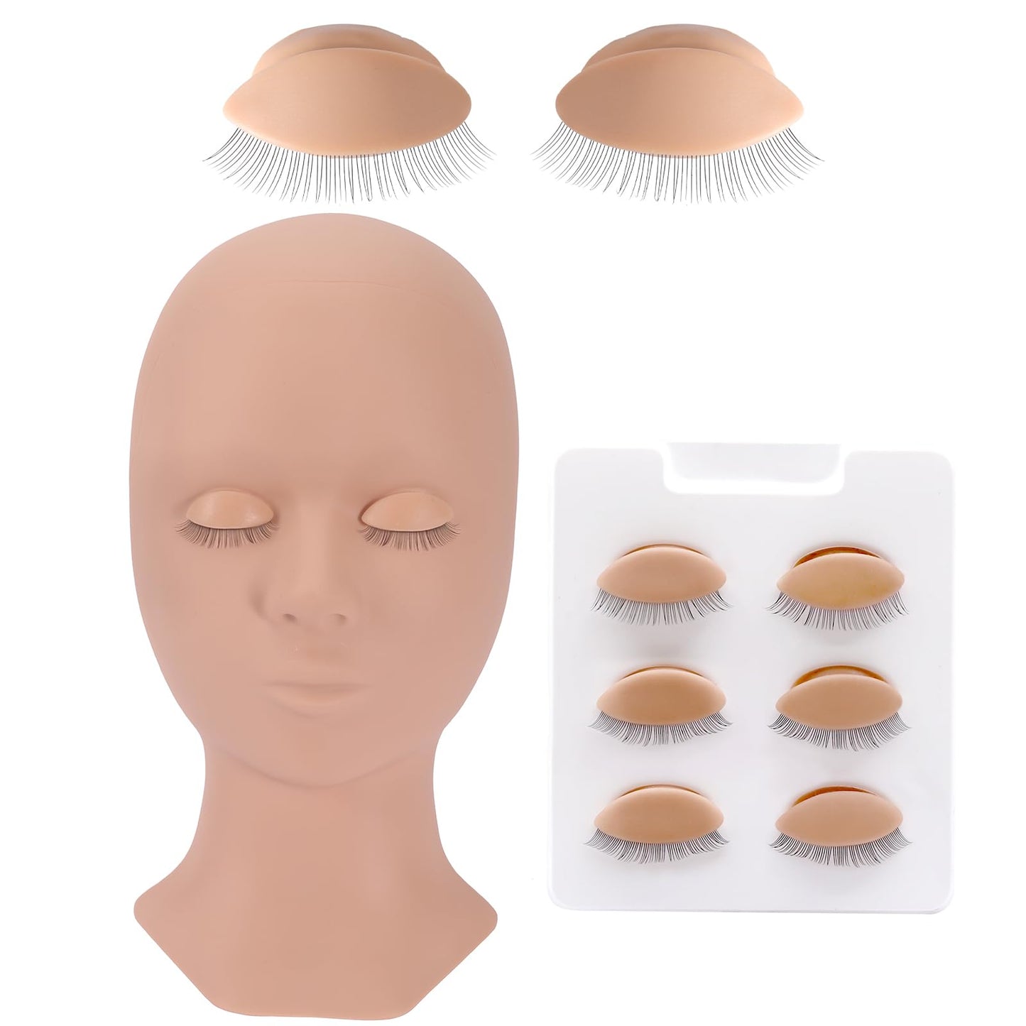 Pretty memory Lash Mannequin Head with 4 Pairs Removable Practice Eyelids, Silicone Eyelash Mannequin Head for Makeup Practice and Lash Extension Beauty & Personal Care Pretty memory