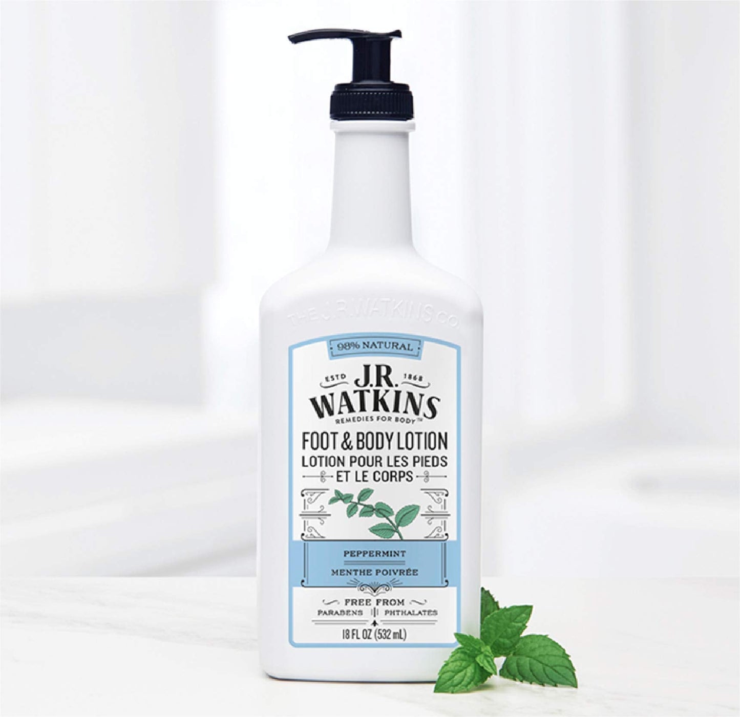 J R Watkins Foot & Body Lotion, Peppermint, 18 fl oz (532 ml) Beauty & Personal Care J.R. Watkins