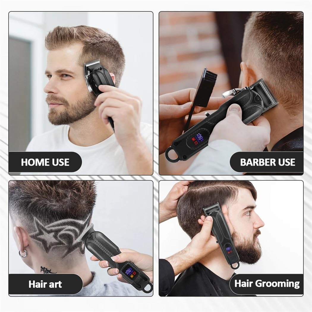 GLESVOWIO Hair Clippers for Men 2 PCS Professional Hair Clipper Set Rechargeable Hair Trimmer with LCD Digital Barber Hair Cutting Machine Display Beauty and Personal Care GLESVOWIO