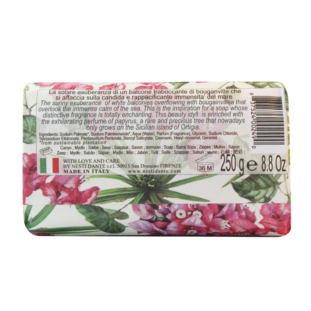 Dolce Vivere Sicilia Bougainville, Marine Sea Salt & Papyrus Tree Fine Natural Soap Bar Beauty & Personal Care Nesti Dante