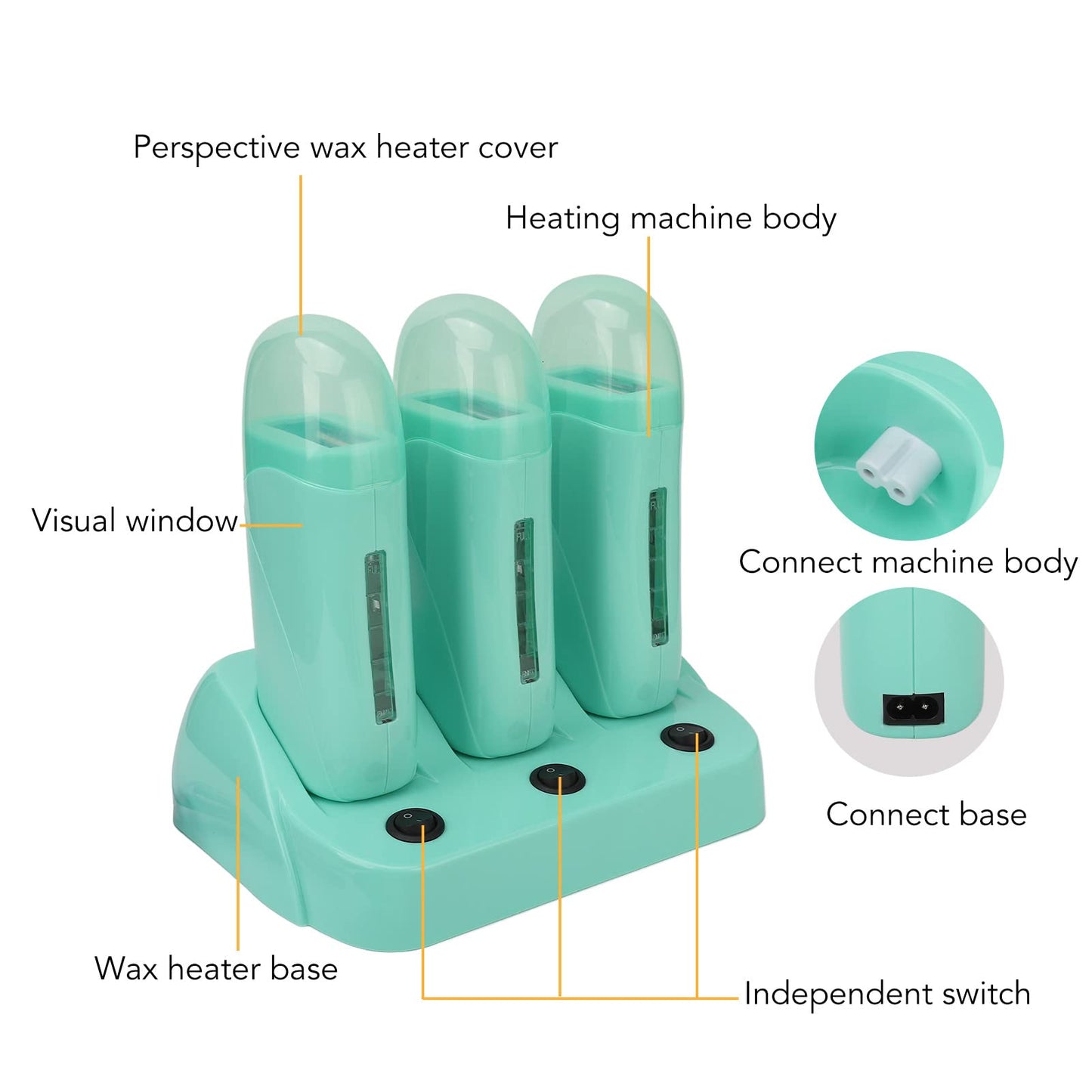 XHTLLO 3Pcs Roll On Wax Kit with Base, Electric Hair Removal Wax Heater Set for Armpit, Legs, and Arms, Quick Melting(US) Beauty and Personal Care XHTLLO