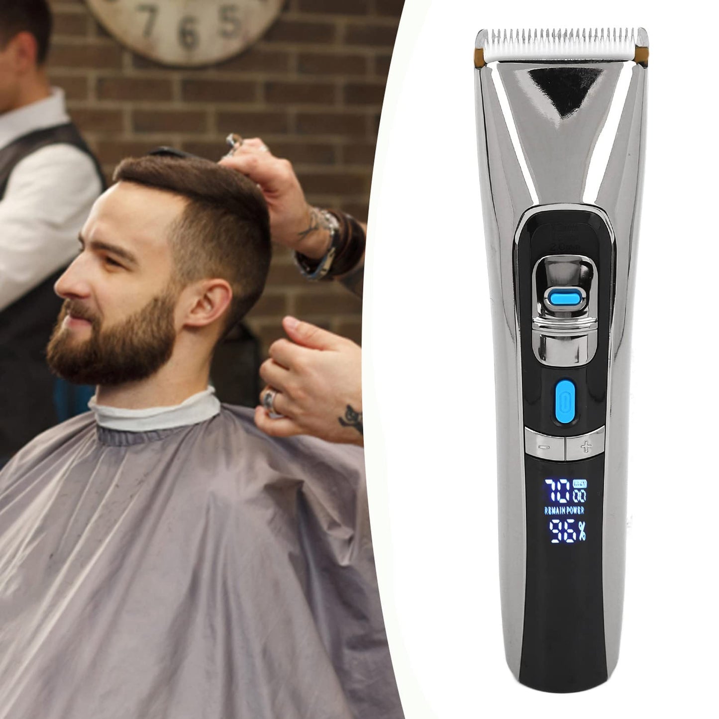 BROLEO Mens Hair Clipper, USB Rechargeable Stainless Steel Electric Hair Trimmer, Low Noise for Beard and Facial Hairstyles Beauty and Personal Care BROLEO