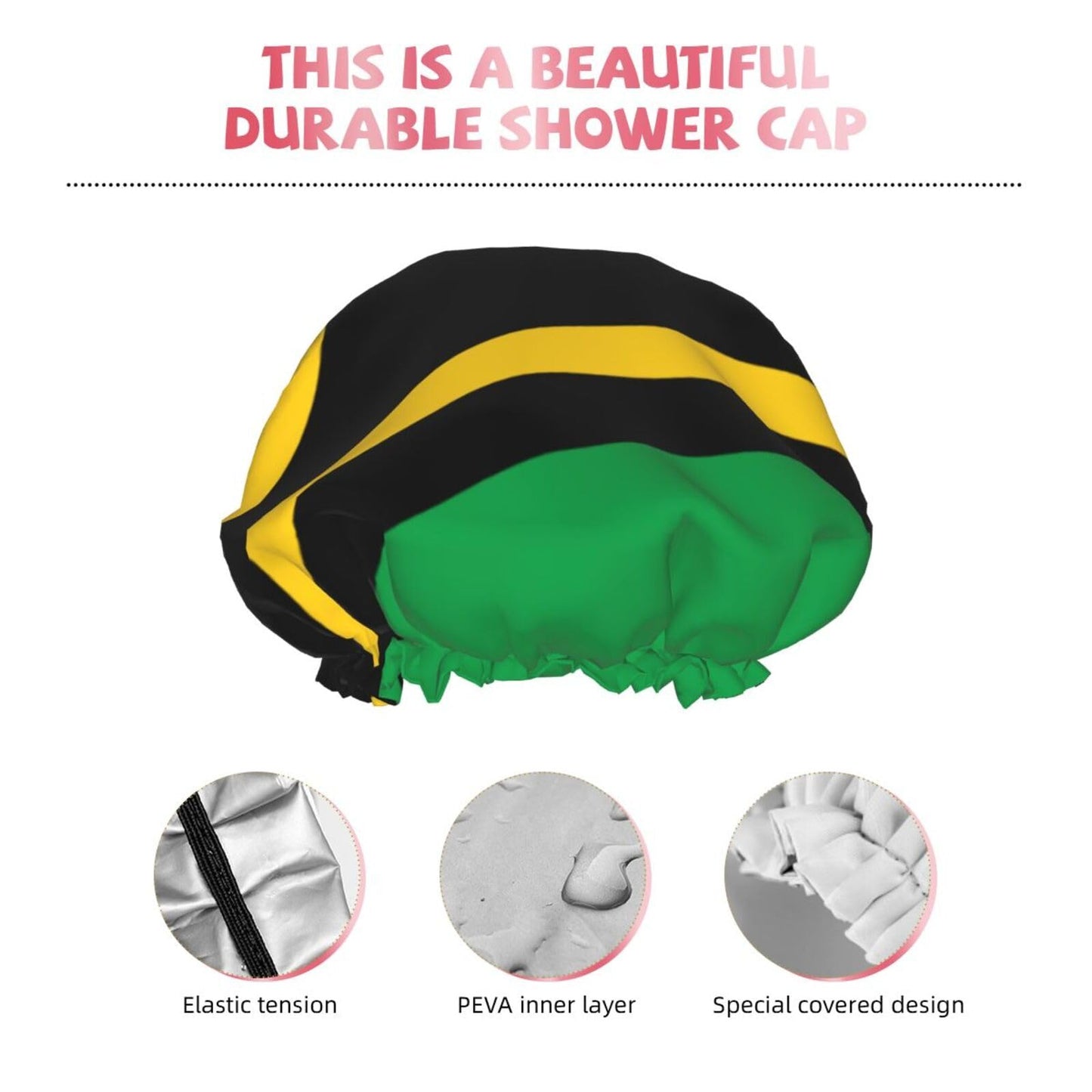 Vanuatu Flag Prints Shower Cap Double Layer Lined Waterproof Bathing Shower Hat Beauty and Personal Care Hayyett