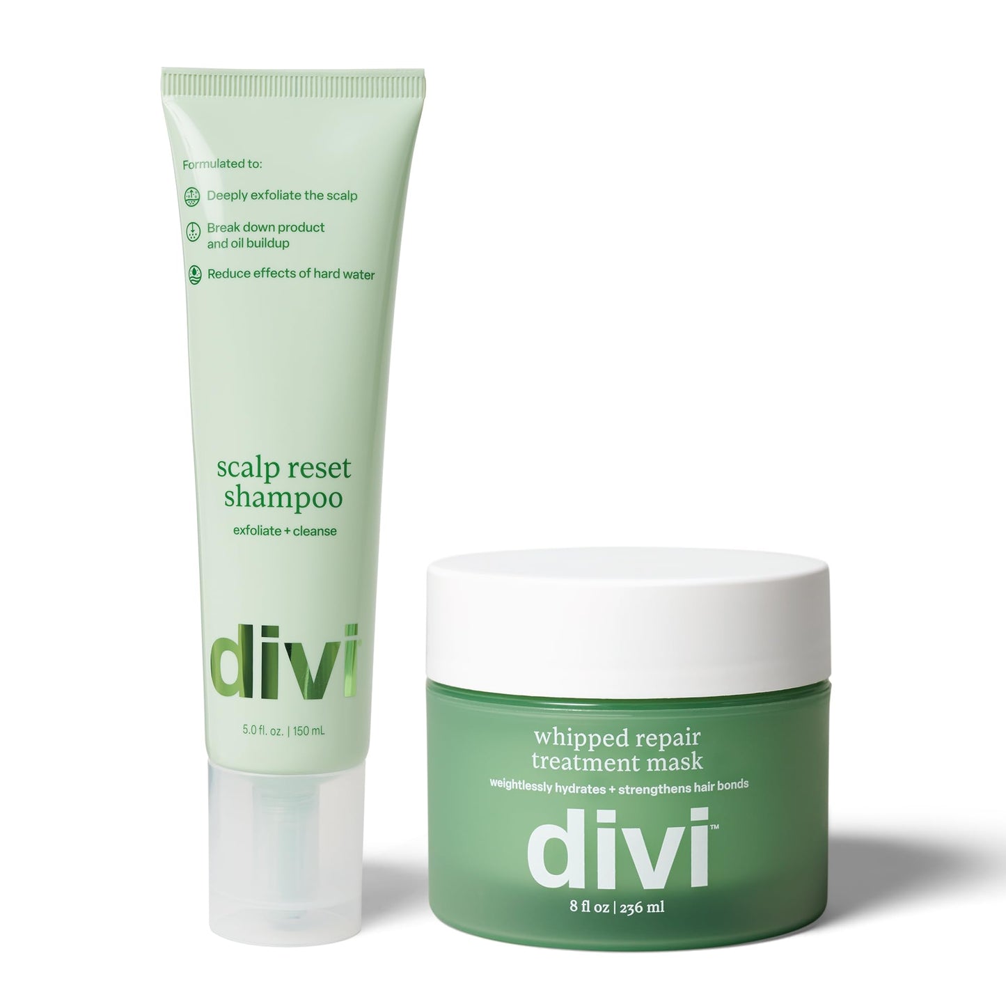 Divi Clarifying Scalp Reset Shampoo and Whipped Repair Treatment Mask Set, Deep Cleansing, Oil Control, Bond Repair, Full Size, 2 Piece Set Beauty & Personal Care divi