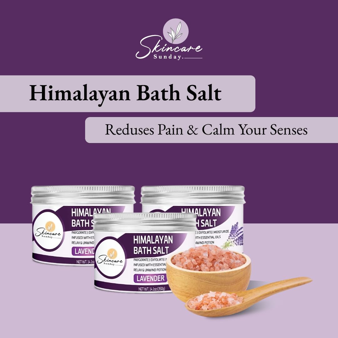 Skincare Sunday Himalayan Bath Salts - Pack of 3 - Infused with Minerals and Essential Oils - Invigorate - Exfoliate - Moisturize - Detoxify - Cleanse Beauty and Personal Care SKINCARE SUNDAY