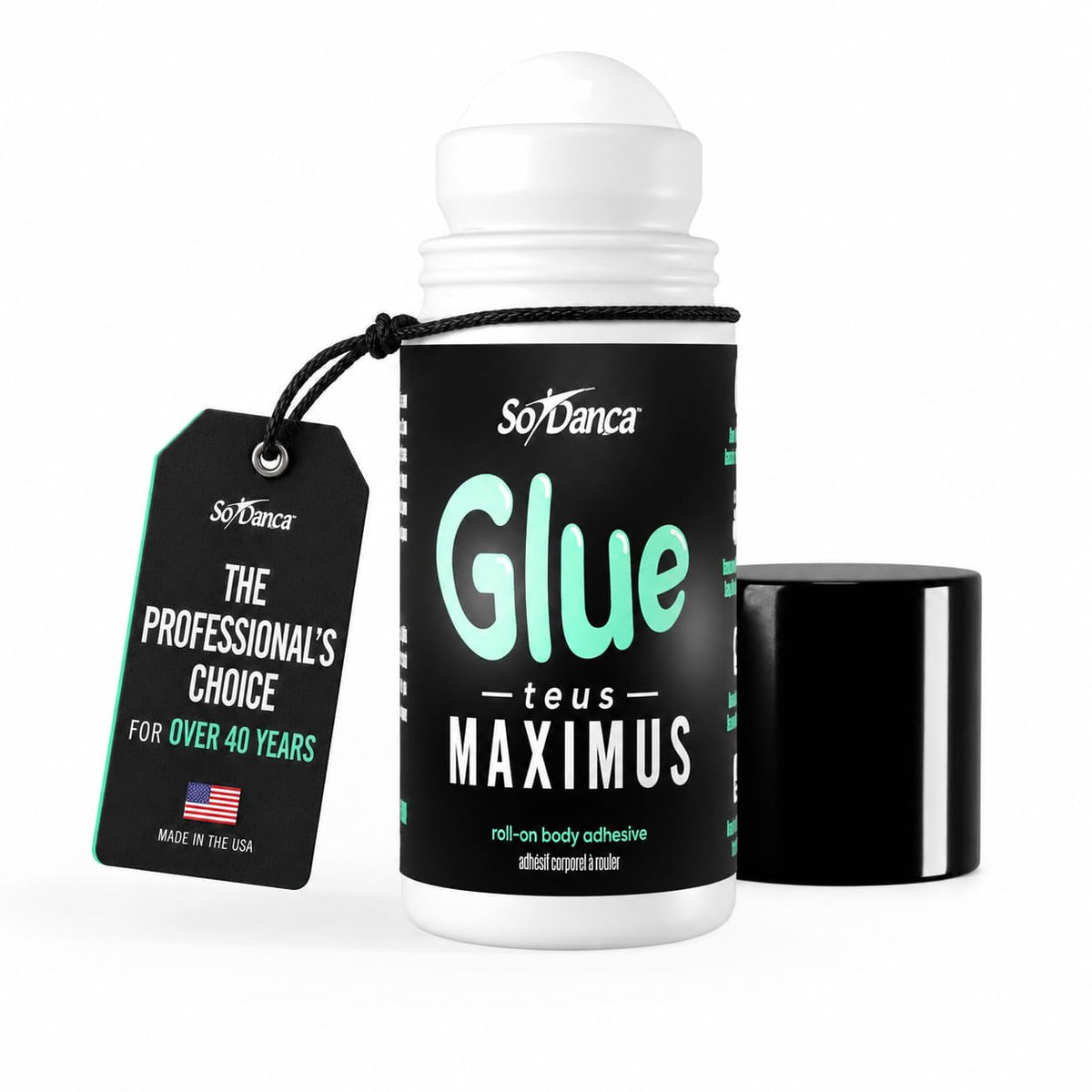 So Danca Glue-teus Maximus Roll-On Body Adhesive - Hypoallergenic, Sweat-Resistant Body Glue for Dancers, Costumes, Cosplay, Stagewear, Leotards &
