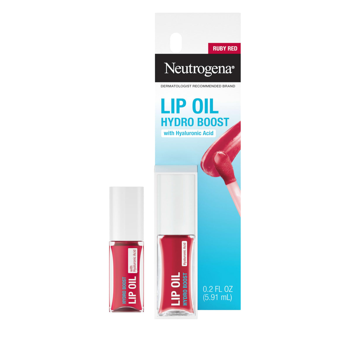 Neutrogena Hydro Boost Tinted Lip Oil with Hyaluronic Acid, Hydrating and Nourishing Lip Oil for Fuller Looking Lips, Ruby Red, .2 fl. Oz Beauty & Personal Care Neutrogena