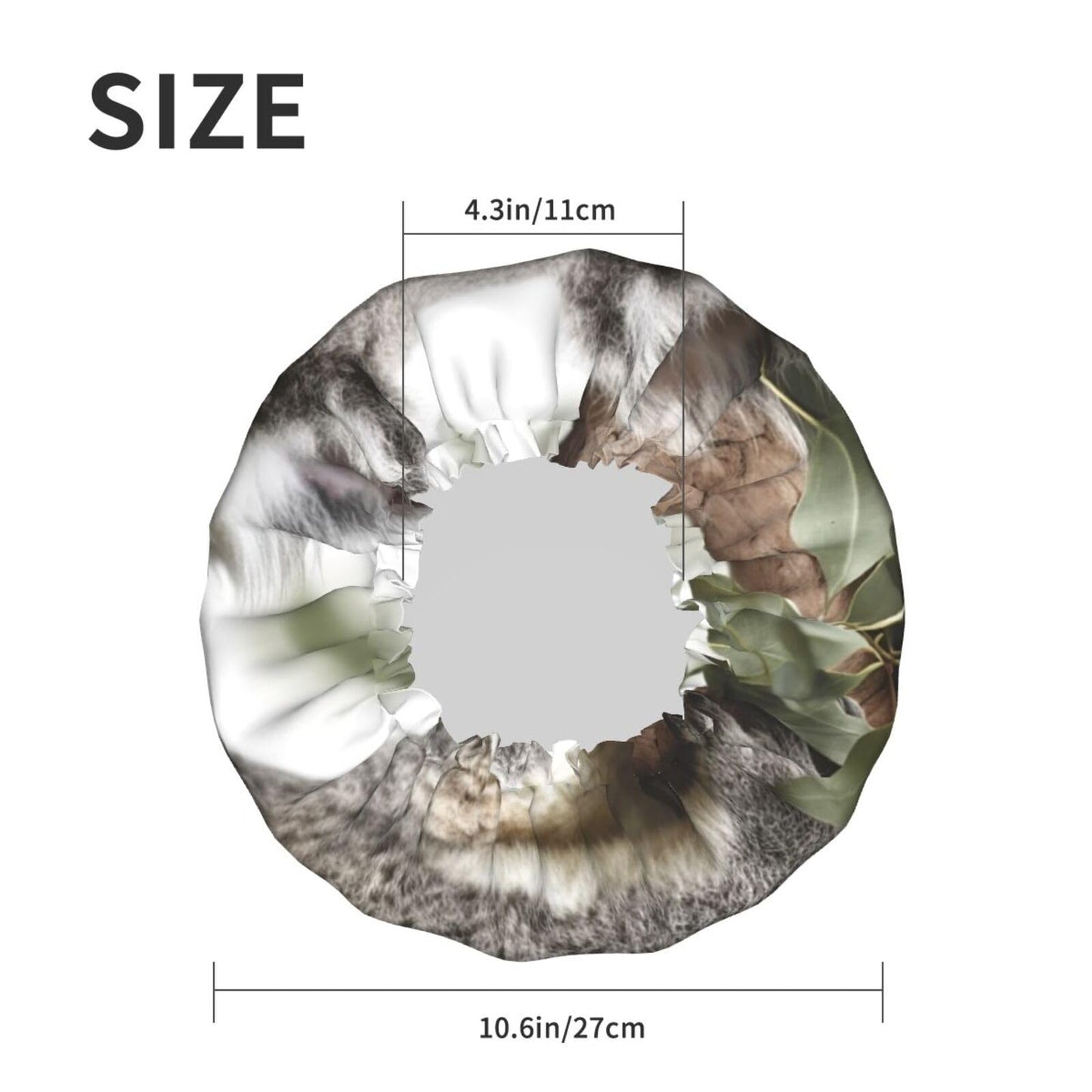 Koala Shower Cap for Women Men Large Reusable Shower Bonnet Double-Layer Waterproof Bath Caps Elastic Band Hair Hat for All Hairstyles Beauty and Personal Care BWLHJKE