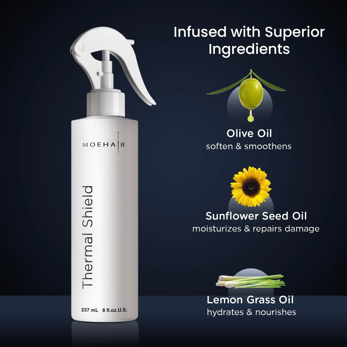 MOEHAIR Professional Grade Heat Protection Spray for Color-Treated and Natural Hair, Thermal Protection for Hair, Tames Flyaways, Reduces Frizz, Adds Beauty & Personal Care MOEHAIR