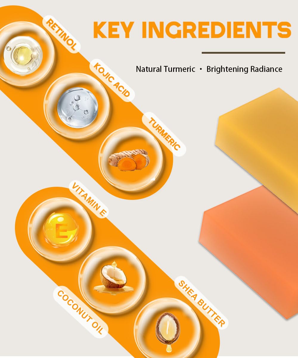 Sesamebaby Turmeric Kojic Acid Soap for Dark Spot, Brighten Skin Face and Body Cleanser with Shea Butter, Vitamin C, Moisturizing Natural Beauty & Personal Care Sesamebaby