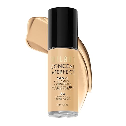 Milani Conceal + Perfect Liquid Foundation - Light Beige, 1 Fl. Oz. Cruelty-Free, Water-Resistant, Oil-Free, Medium-To-Full Coverage, Satin Matte Beauty & Personal Care Milani