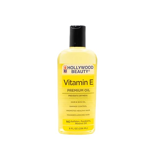 Hollywood Beauty Vitamin E Hair & Skin Oil, 8 oz - Prevents Dryness, Stimulates Healthy Hair Growth, Repairs Damaged Skin, Anti-Aging Beauty & Personal Care Hollywood Beauty