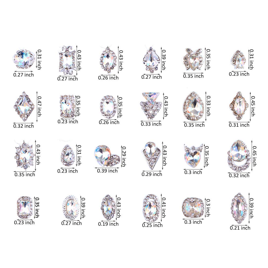 48PCS 3D Luxury Nail Art Rhinestones Nail Diamonds Glass Crystal AB Metal Gems Jewels Stones for DIY Nail Art Work Design Decoration Craft Jewelry Beauty & Personal Care PARAOR