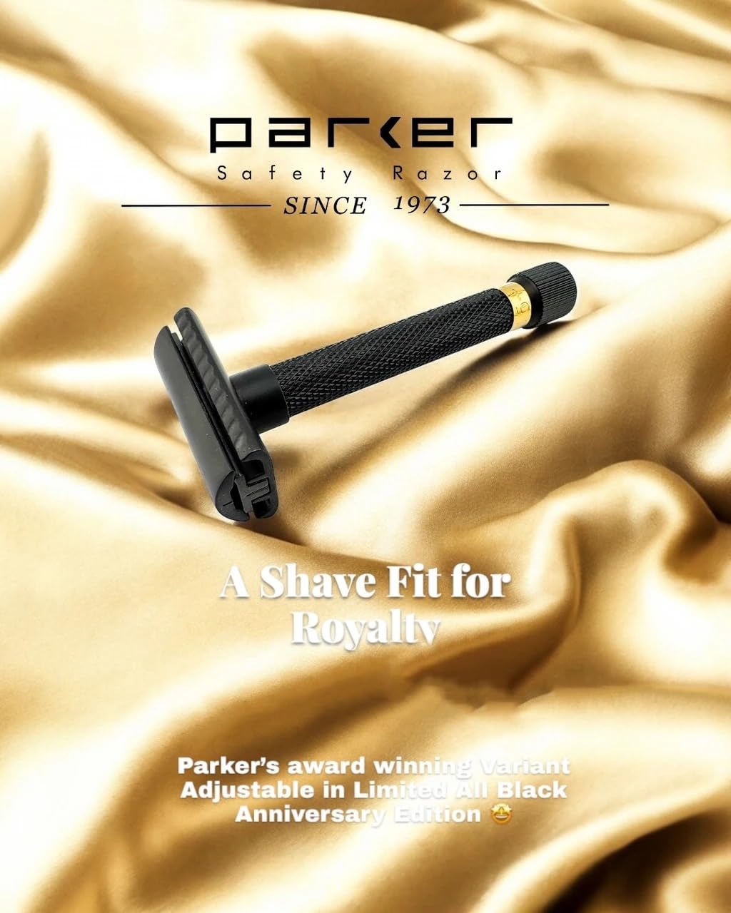 Parker Variant Adjustable Safety Razor Anniversary Edition Black & Gold, Solid Brass Double Edge Razor With 5 Settings, Two Piece Design, Heavyweight Beauty and Personal Care Parker Safety Razor