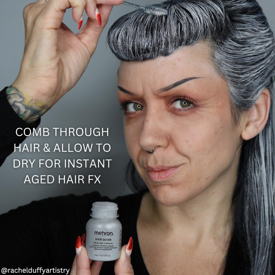 Mehron Makeup Hair White/Hair Silver (4.5 oz, Silver) Beauty & Personal Care Mehron