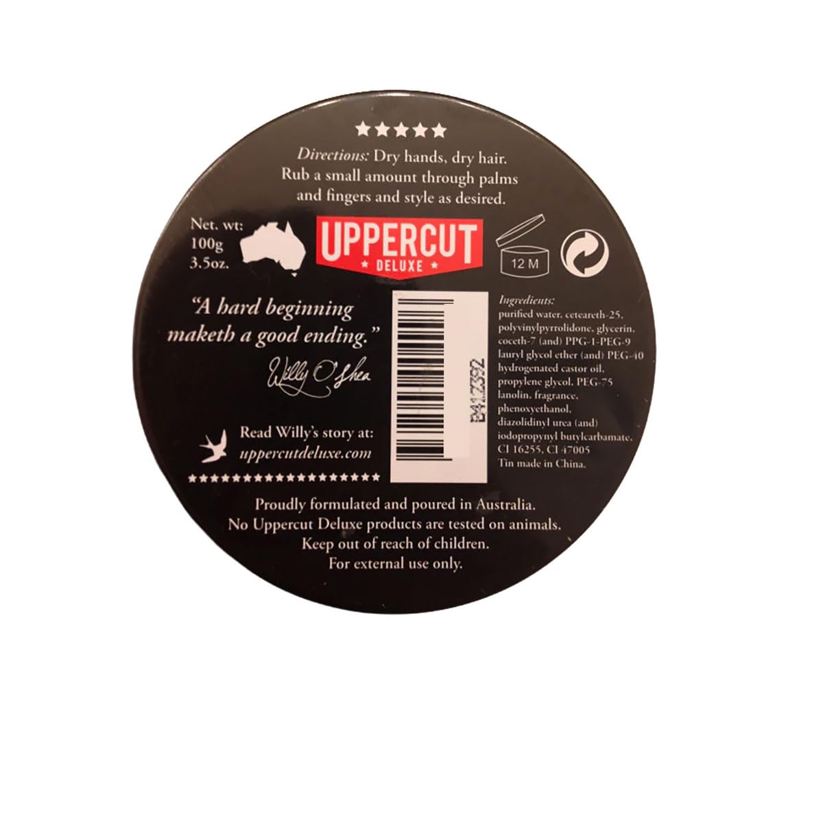 UPPERCUT DELUXE Barbers Collection Deluxe Pomade, 10.5 oz / 300g - Strong Hold, High Shine Hair Pomade - Water-Based, Easy Washout - Classic Barber Beauty & Personal Care UPPERCUT DELUXE
