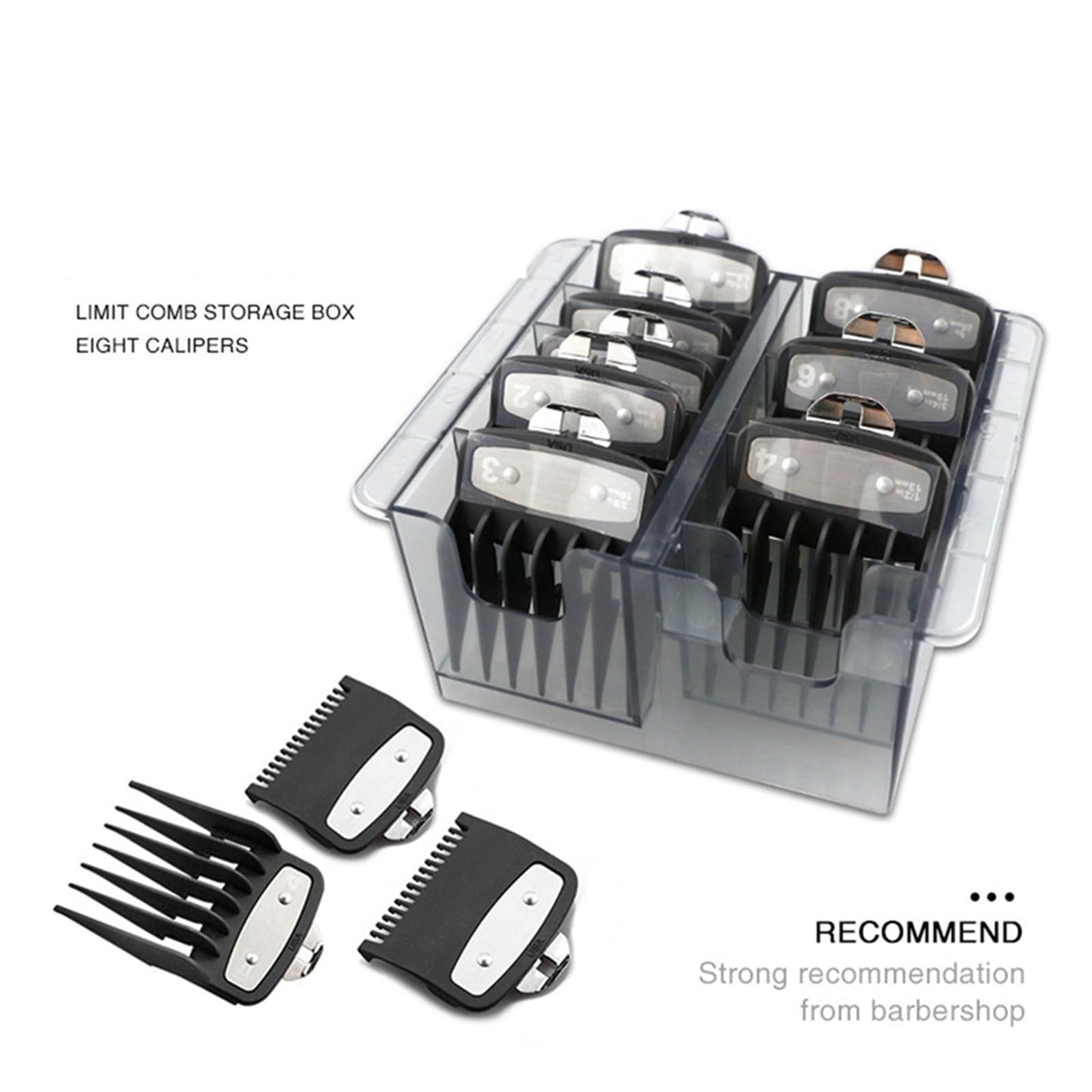 ORCOW 2X Grid Base Storage Box Compatible with 8Pcs Hair Clipper Trimmer Limit Comb Guide Comb Barber Tool Compatible with Wahl Guide Combs Beauty and Personal Care OrcoW