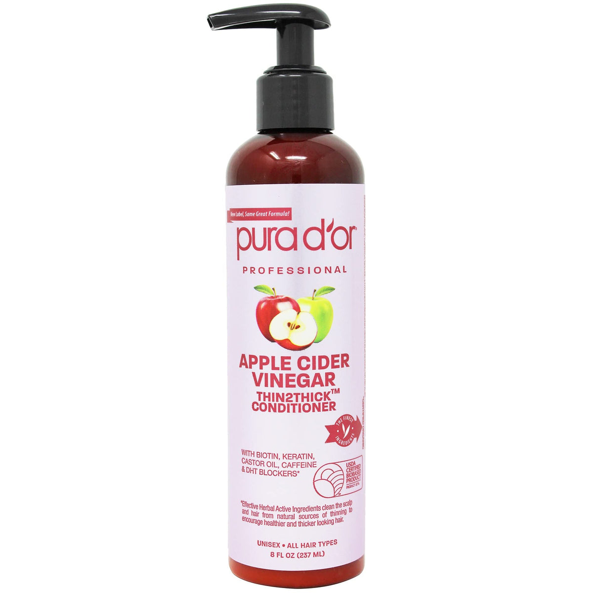 PURA D'OR Apple Cider Vinegar Conditioner for Frizz Control and Shine, 8oz