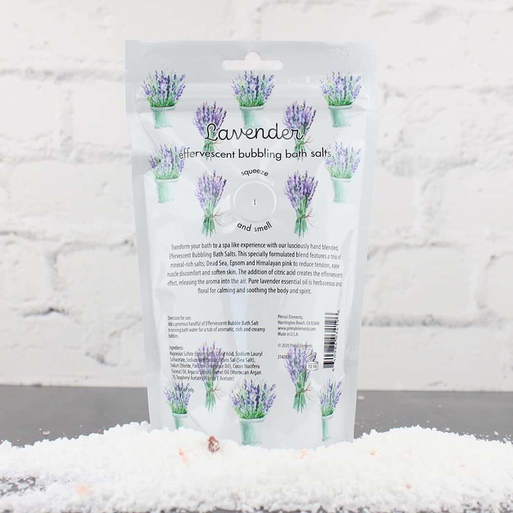 Primal Elements Detoxifying Sea Salt Soak, Bubbling Aromatherapy Salts with Essential Oils, Lavender, 12 oz Resealable Bag Beauty and Personal Care Primal Elements