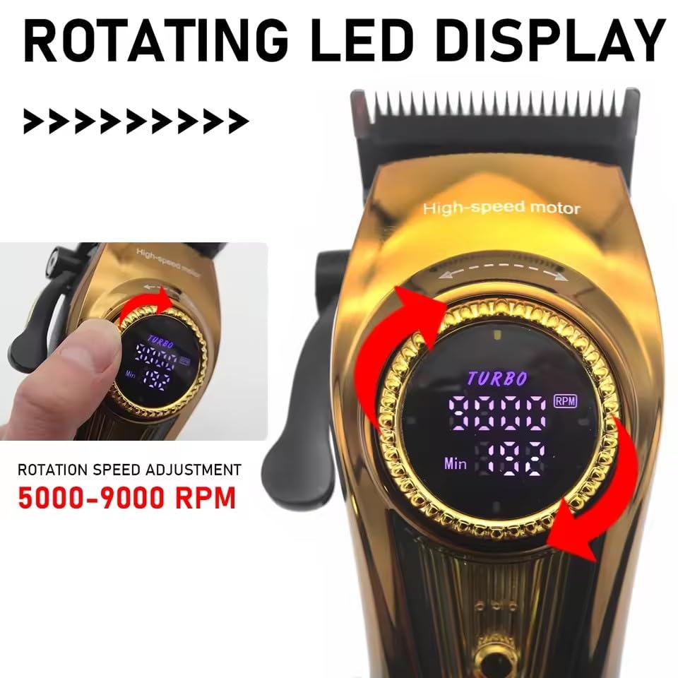 GLESVOWIO Professional Hair Clippers for Men Electric Barber Clipperswith LED Display 6 Guide Combs Cordless Treimmer for Barbers Household Haircut Beauty and Personal Care GLESVOWIO