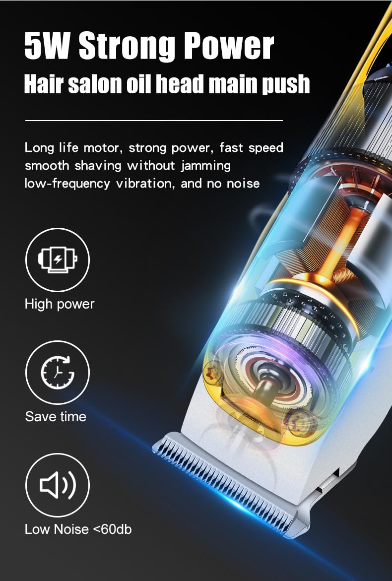 Hair Clippers for Men Professional Cordless & Trimmer Set Super Quiet for Cutting Kit with LED Display 5W Powerful Motor for Barber Home Use Beauty and Personal Care GLESVOWIO